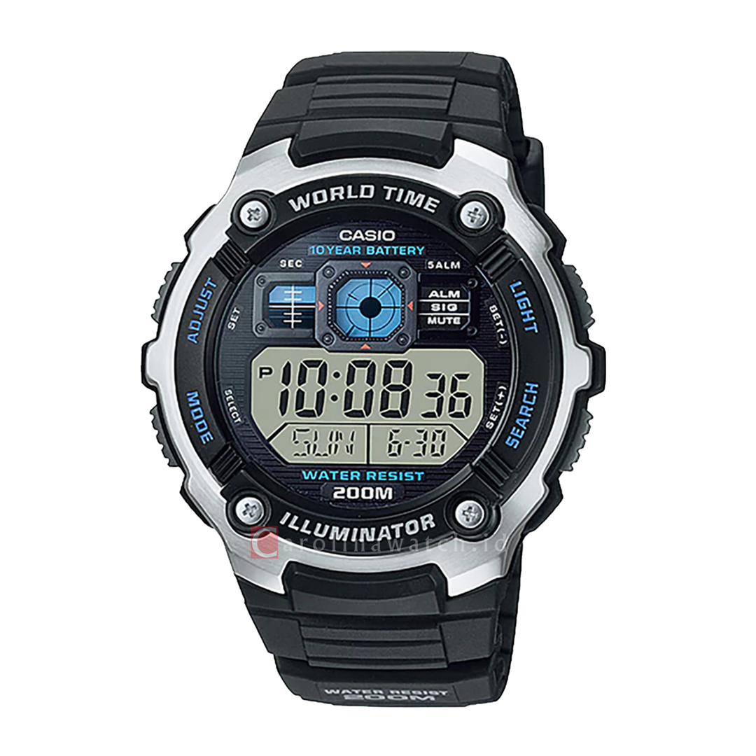 Jam Tangan Casio General AE-2000W-1A Men Digital Dial Black Resin Band