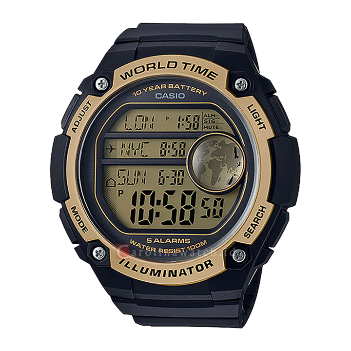 Jam Tangan Casio General AE-3000W-9A Men Digital Dial Black Resin Strap