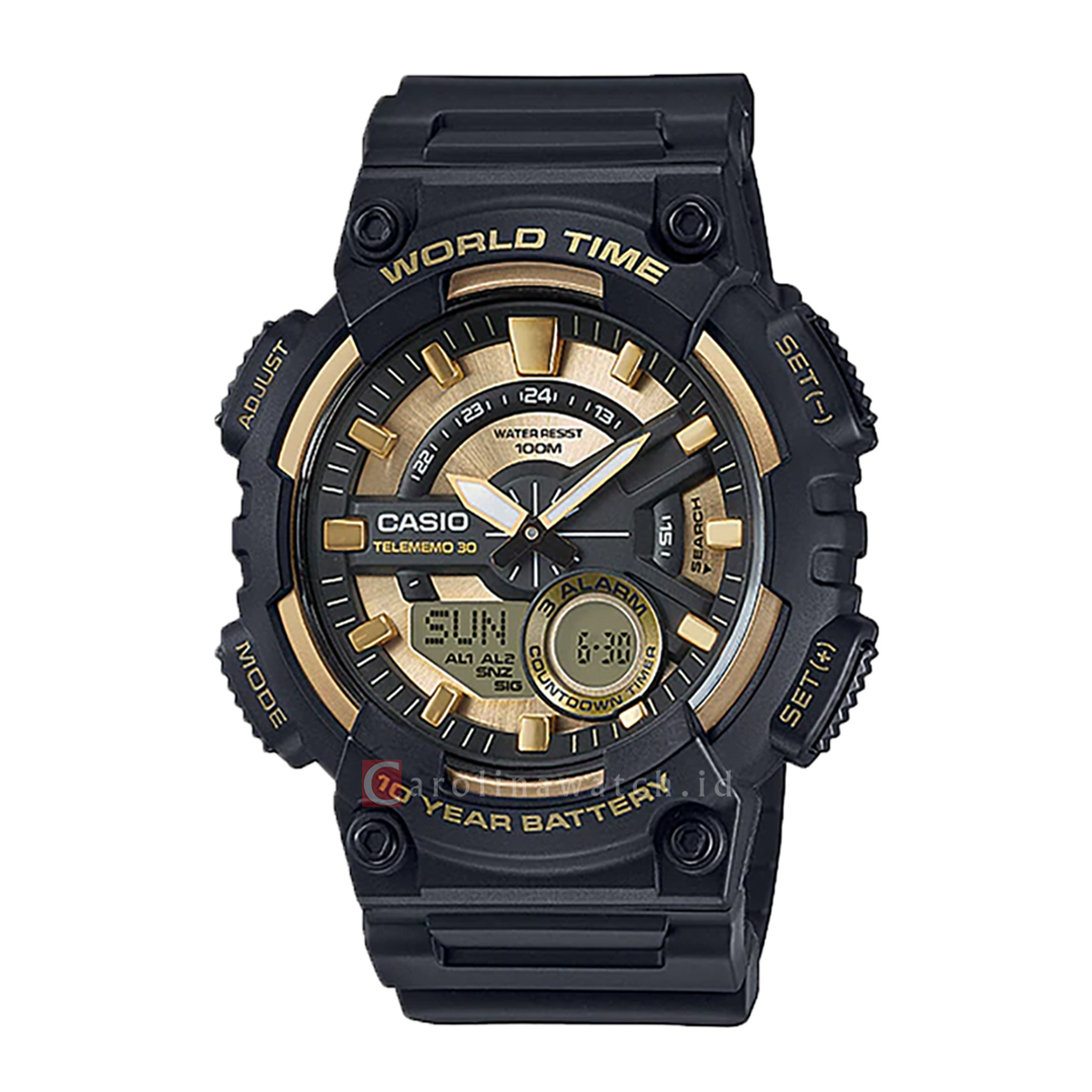 Jam Tangan Casio General AEQ-110BW-9A Men Water Resistant 100M Black Resin Band