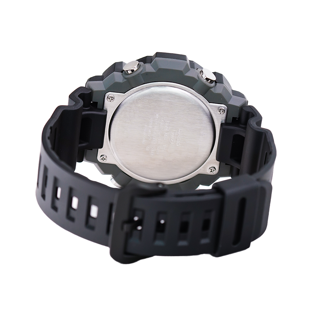 Jam Tangan Casio General AEQ-120W-1A World Time Digital-Analog Dial Black Resin Strap