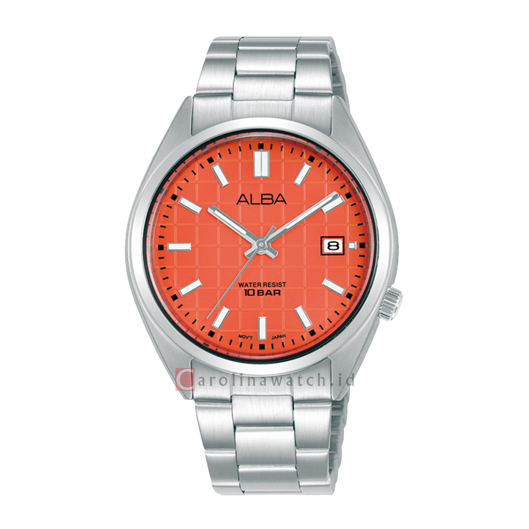 Jam Tangan ALBA Active AG8M39X1 Ladies Orange Patterned Dial Stainless Steel Strap