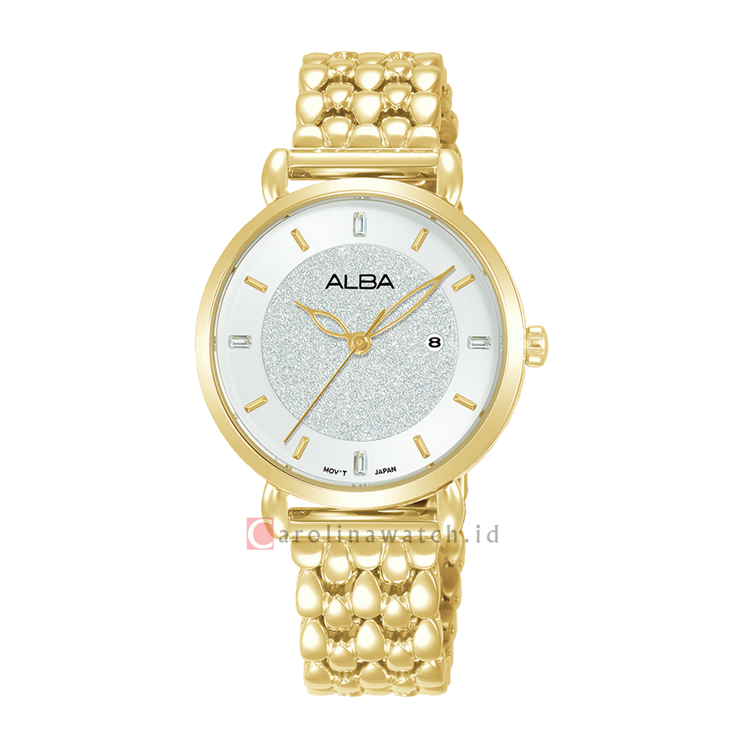 Jam Tangan ALBA AH7DS8X1 Women Silver Dial Gold Stainless Steel Strap