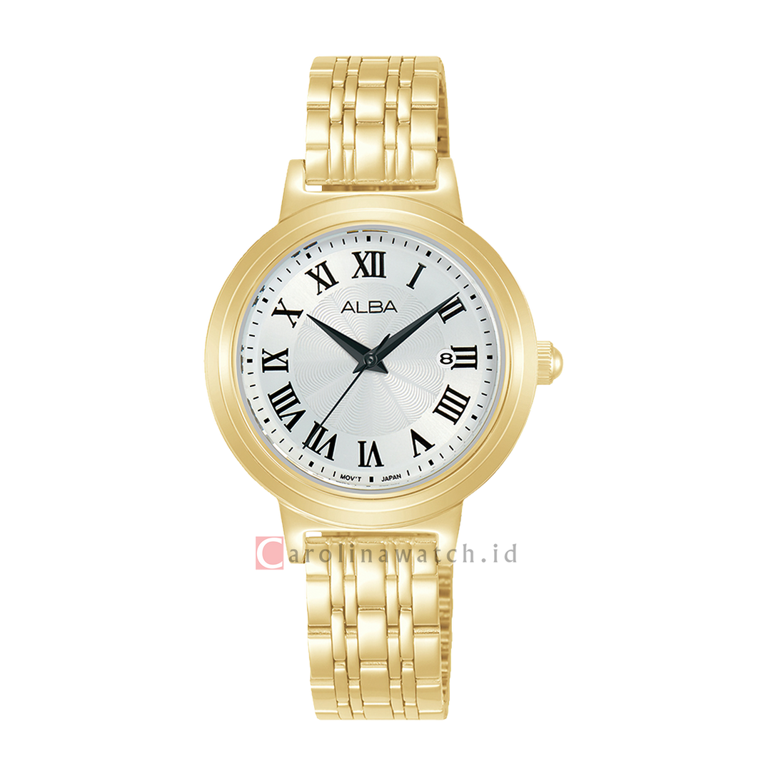 Jam Tangan ALBA AH7EB2X1 Women Silver Dial Gold Stainless Steel Strap