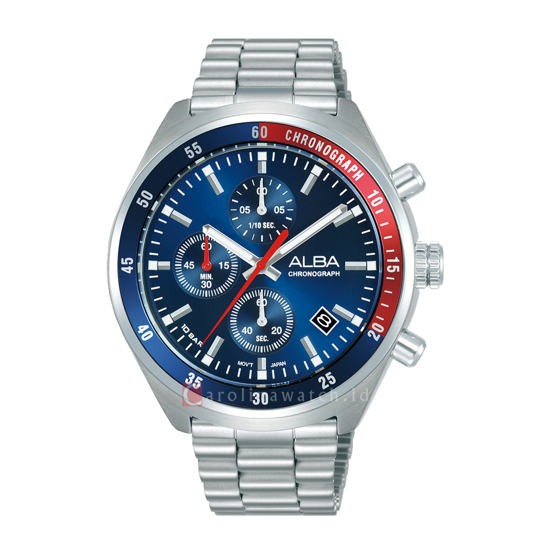 Jam Tangan Alba Active AM3A37X1 Men Blue Dial Stainless Steel Strap