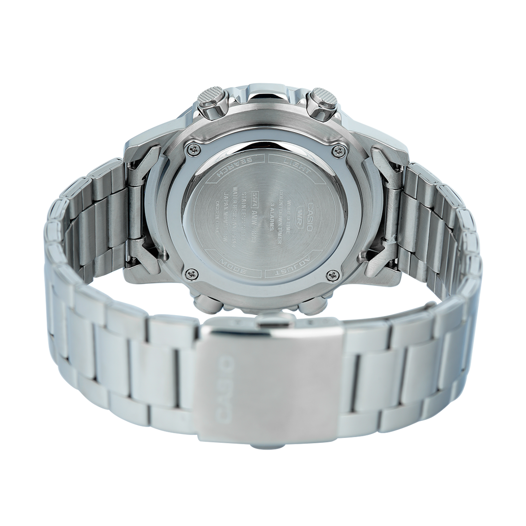 Jam Tangan Casio General AMW-880D-1A Men Black Dial Stainless Steel Band