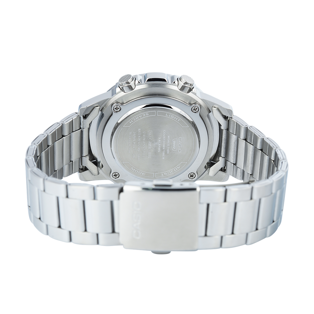 Jam Tangan Casio POP AMW-880D-3A Men Green Digital Analog Dial Stainless Steel Strap