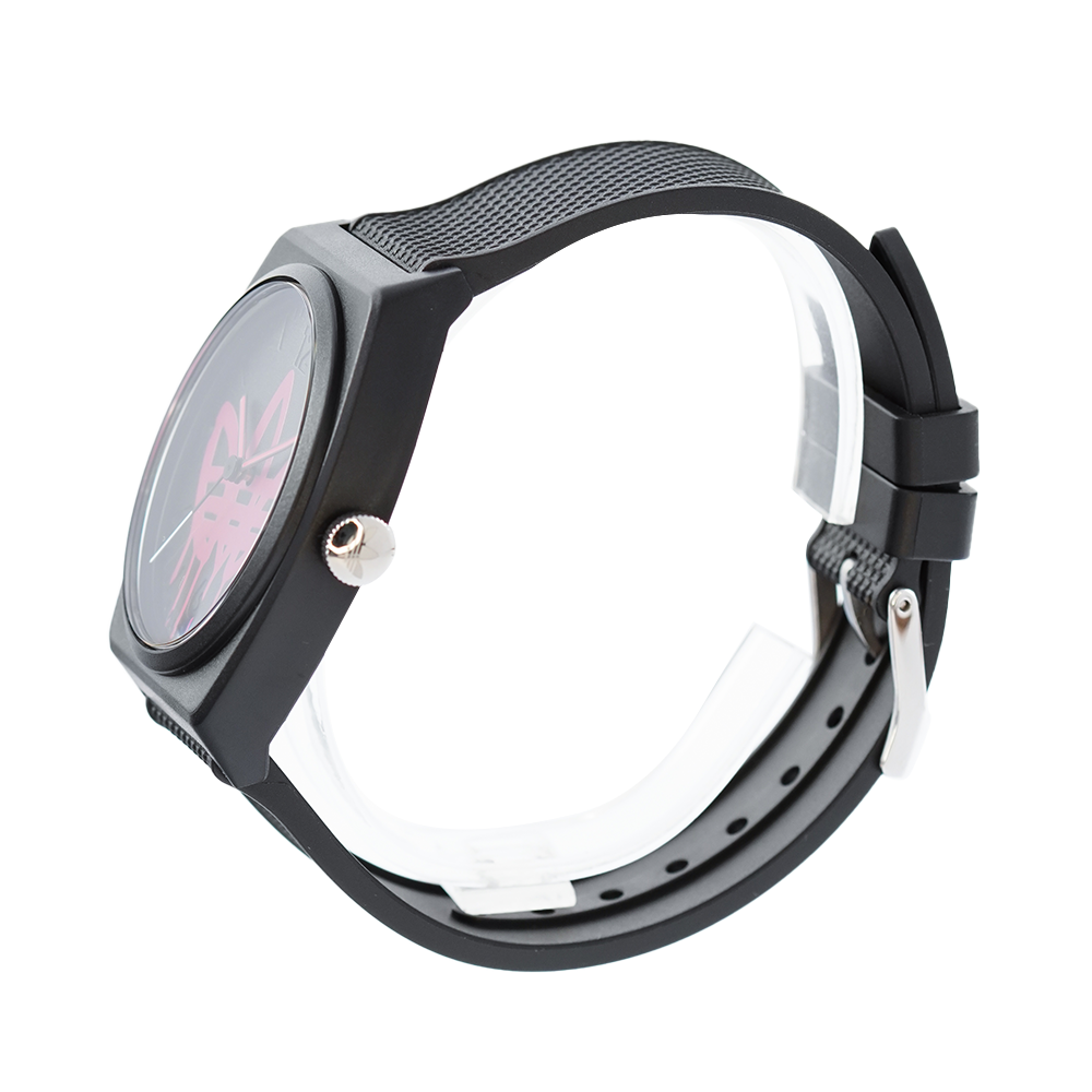 Jam Tangan ADIDAS Street AOST22039 Unisex Black Red Logo Pattern Dial Black Rubber Strap