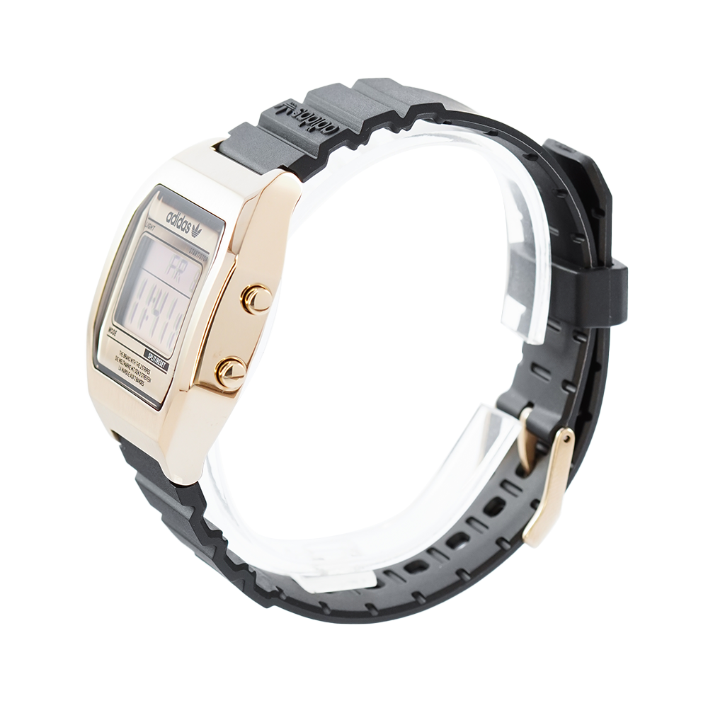 Jam Tangan ADIDAS AOST22075 Unisex Gold Case Digital Dial Black Rubber Strap