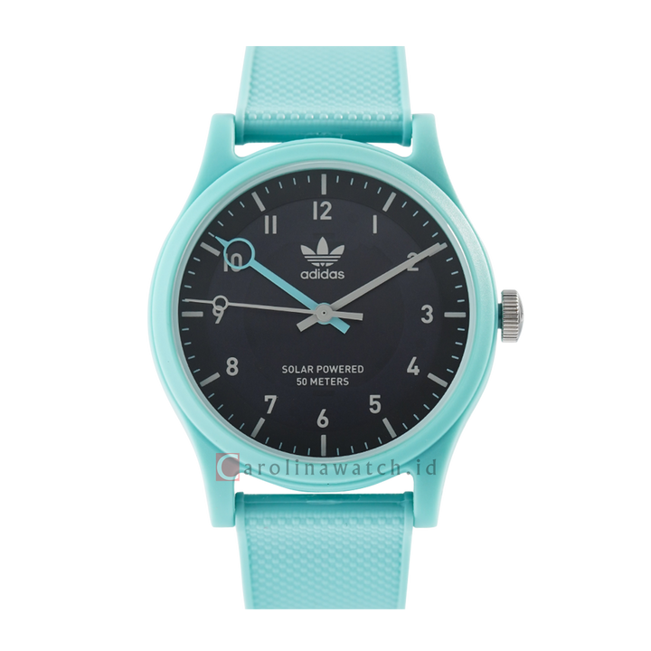 Jam Tangan Adidas Project One AOST22561 Unisex Black Dial Blue Rubber Strap