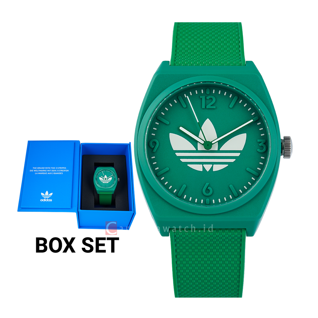 Jam Tangan Adidas AOST23050 Men Green Dial Green Rubber Strap