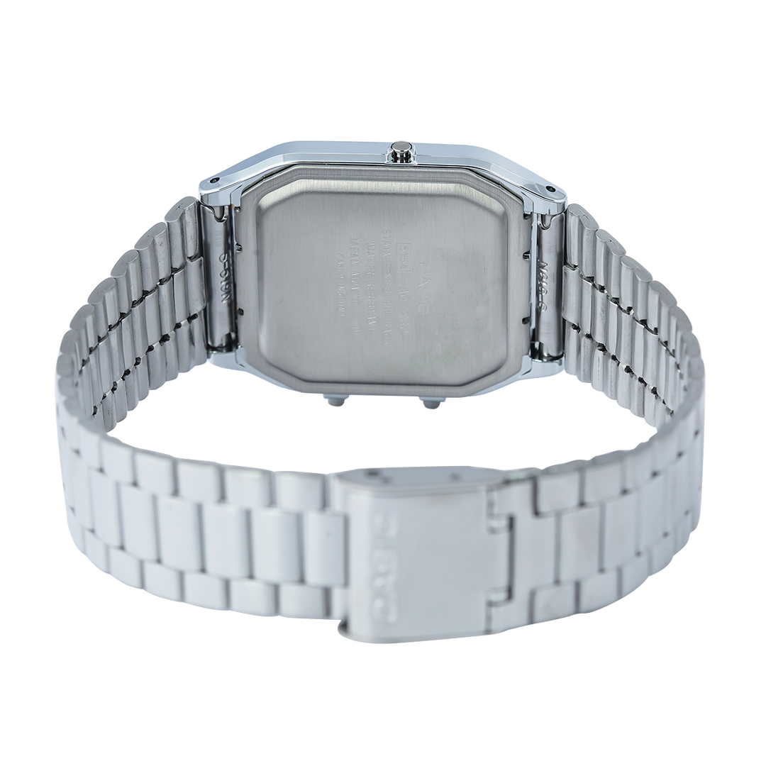 Jam Tangan Casio General AQ-230A-2A2MQY Unisex Turquoise  Blue Dial Stainless Steel Band