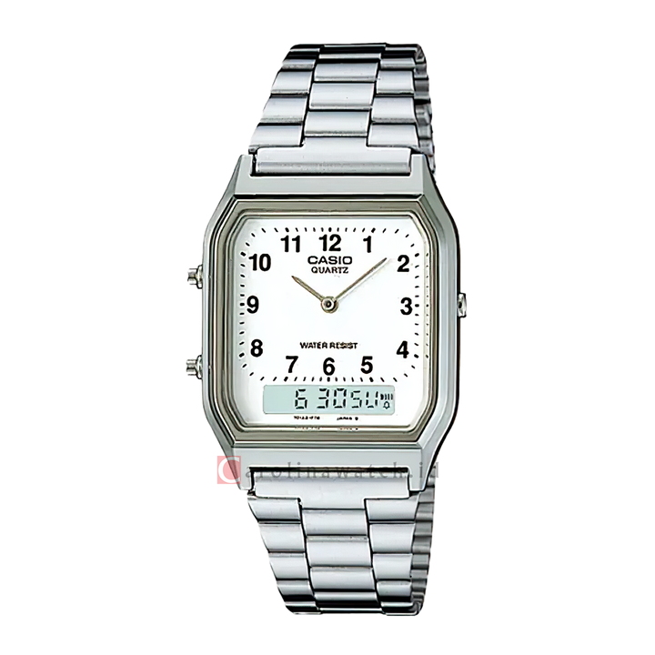 Jam Tangan Casio General AQ-230A-7B Unisex Digital Analog Dial Stainless Steel Band