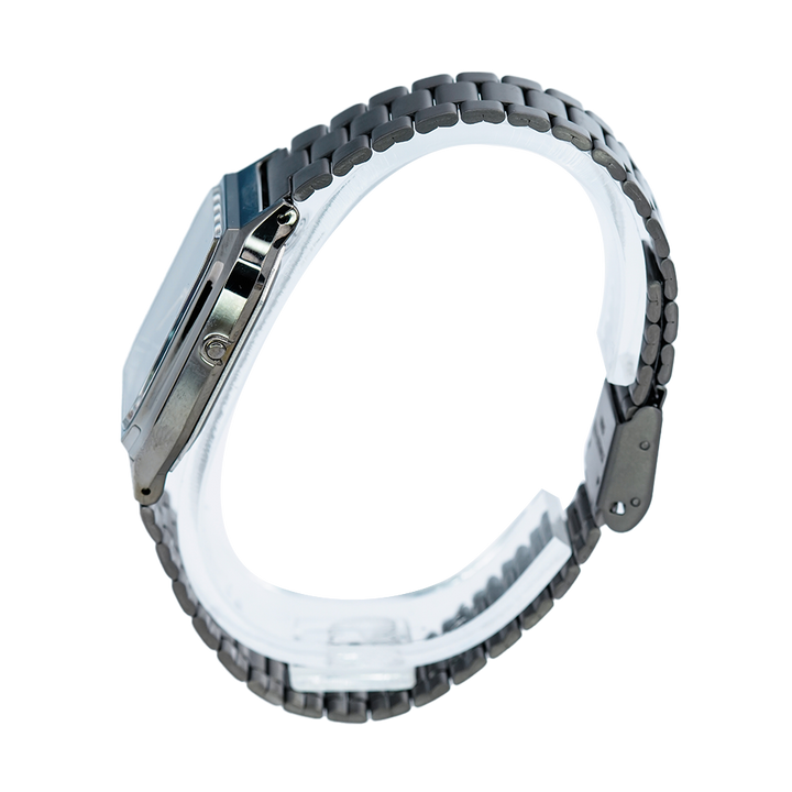 Jam Tangan Casio General AQ-230GG-2A Unisex Dark Blue Digital Analog Dial Black Stainless Steel Strap