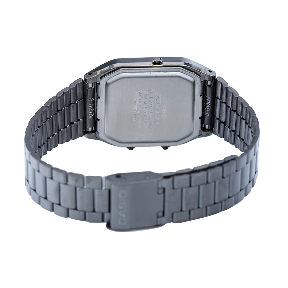 Jam Tangan Casio General AQ-230GG-9A Unisex Beige Digital Analog Dial Black Stainless Steel Strap