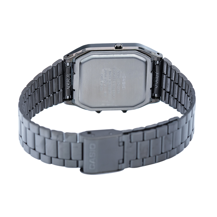 Jam Tangan Casio General AQ-230GG-9A Unisex Beige Digital Analog Dial Black Stainless Steel Strap