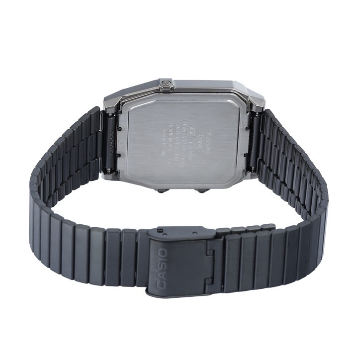 Jam Tangan Casio Vintage AQ-800EB-2A Unisex Digital Analog Dial Black Stainless Steel Band