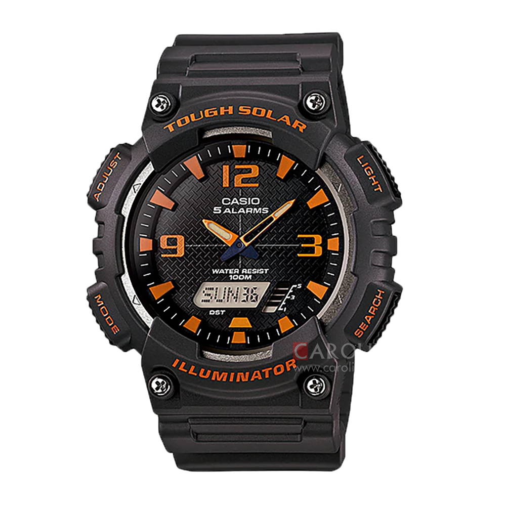 Jam Tangan Casio General AQ-S810W-8A Men Black Digital Analog Dial Black Resin Band