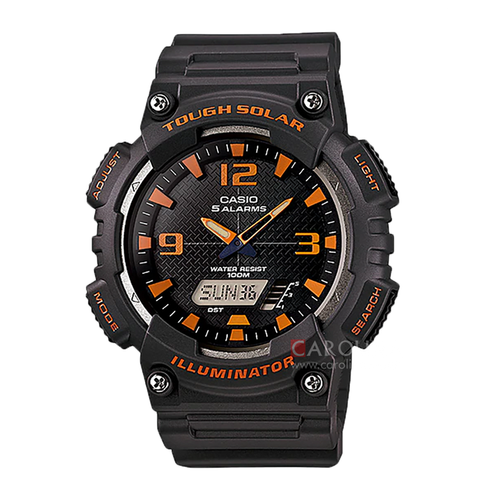 Jam Tangan Casio General AQ-S810W-8A Men Black Digital Analog Dial Black Resin Band