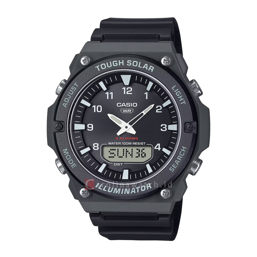 Jam Tangan Casio Standard AQ-S820W-1A Men Black Digital Analog Dial Black Resin Band