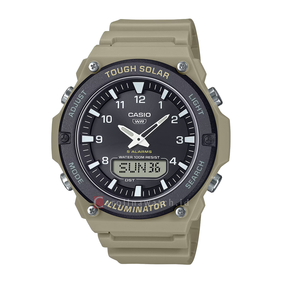 Jam Tangan Casio Standard AQ-S820W-5A Men Digital Analog Dial Beige Resin Band