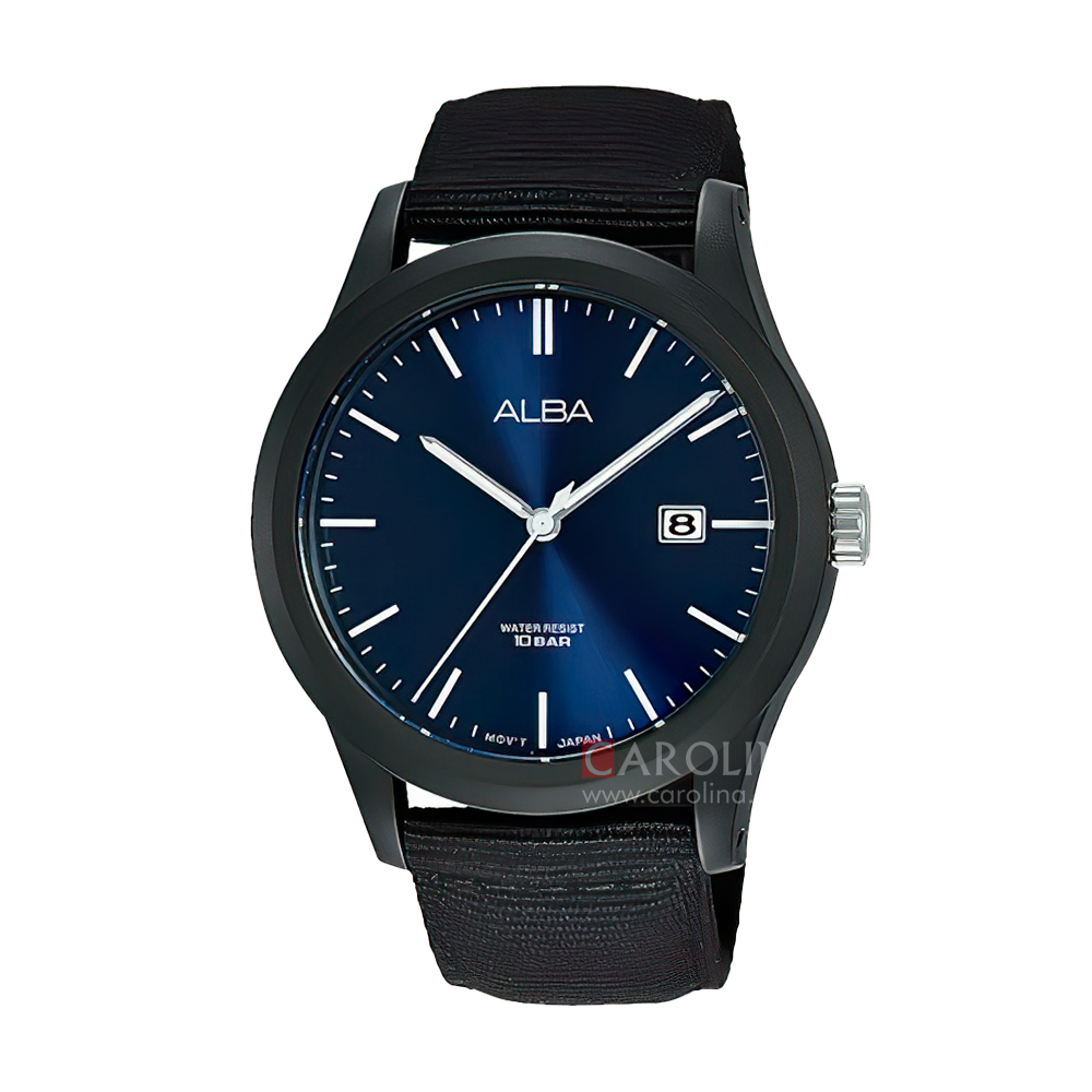 Jam Tangan Alba Active AS9K25X1 Men Dark Blue Dial Black Nylon Strap