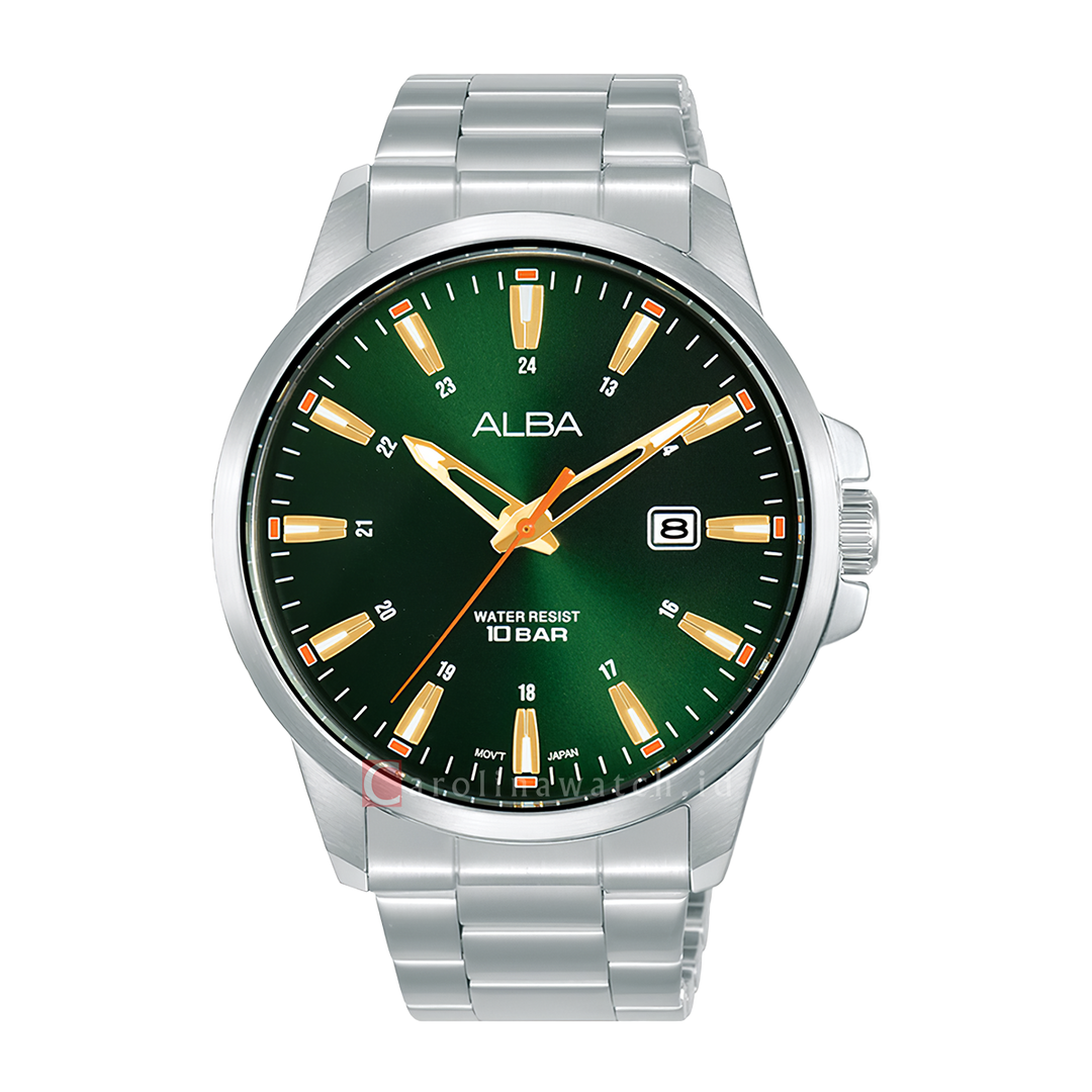 Jam Tangan ALBA Active AS9Q53X1 Men Green Dial Stainless Steel Strap
