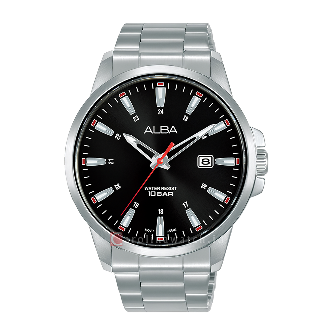 Jam Tangan ALBA Active AS9Q57X1 Men Black Dial Stainless Steel Strap