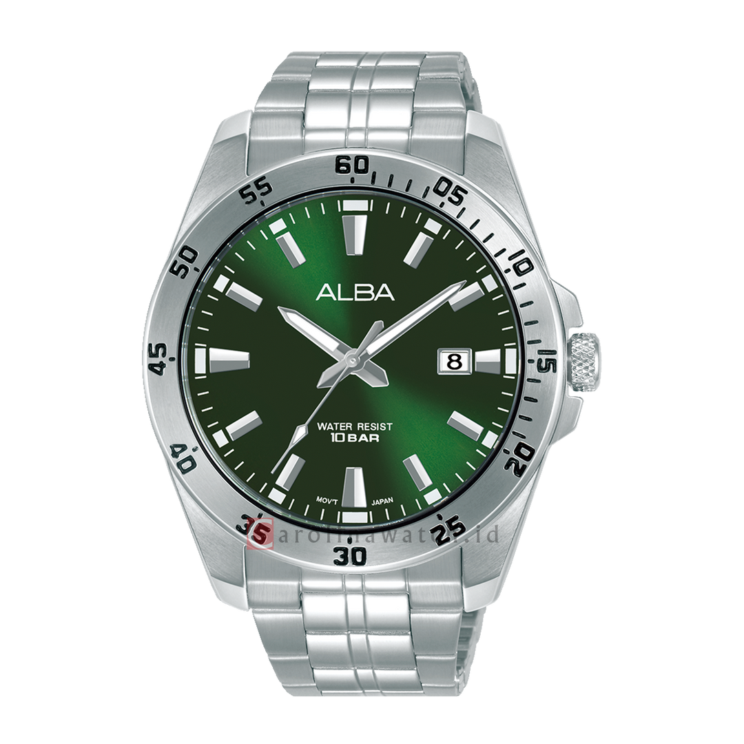 Jam Tangan ALBA Active AS9V43X1 Men Green Dial Stainless Steel Strap