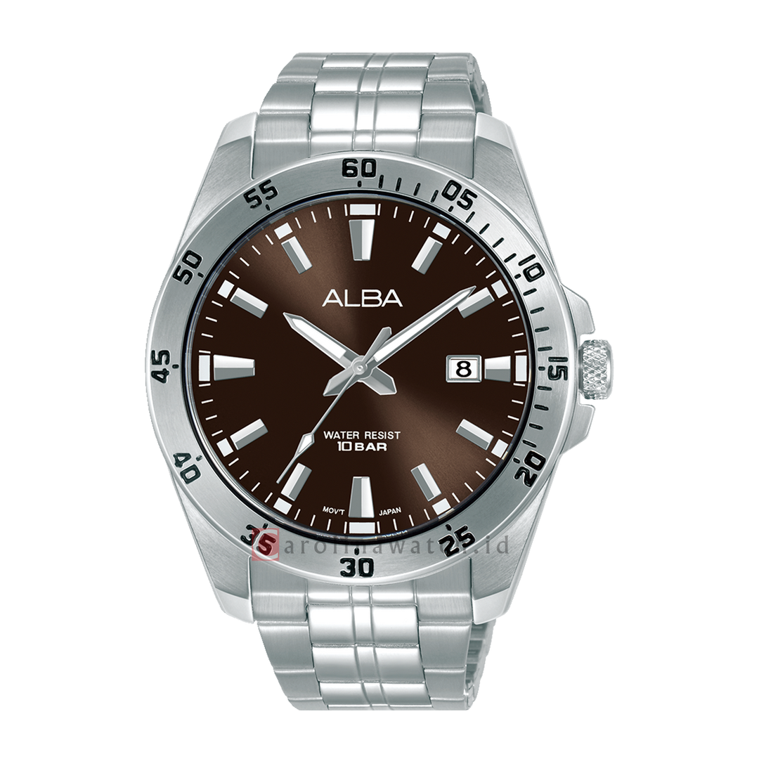 Jam Tangan ALBA Active AS9V49X1 Men Brown Dial Stainless Steel Strap