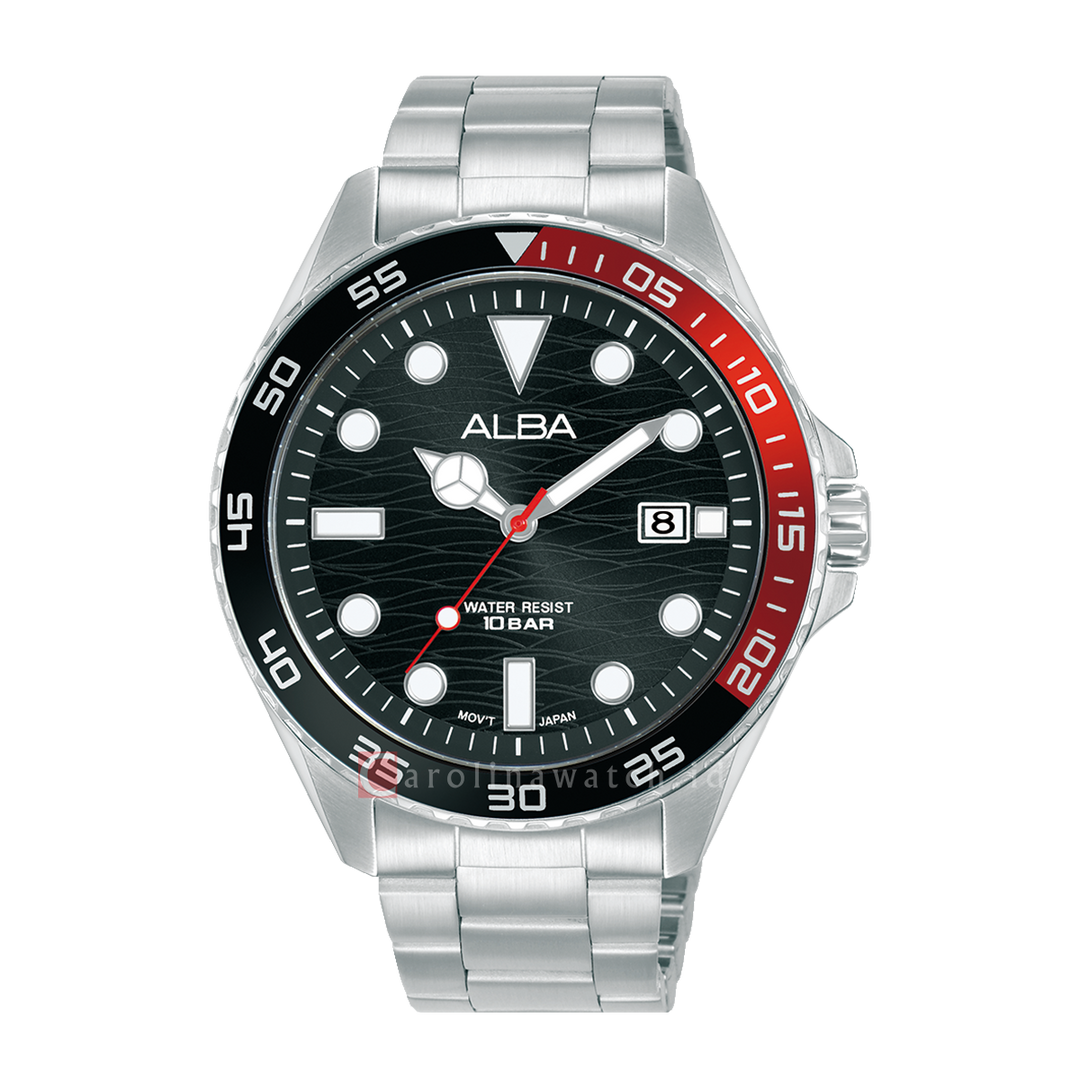 Jam Tangan ALBA Active AS9V55X1 Men Black Dial Stainless Steel Strap