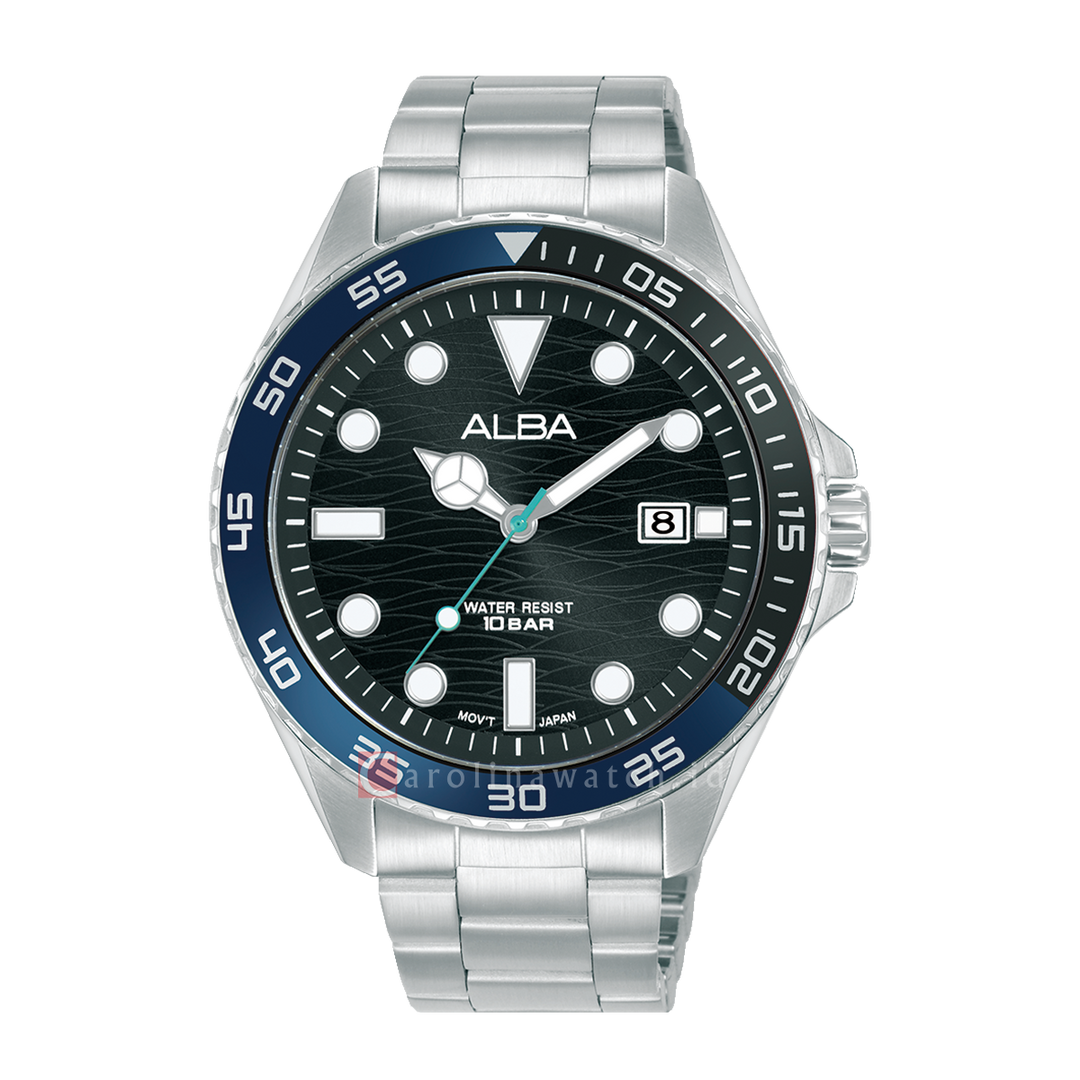 Jam Tangan ALBA Active AS9V57X1 Men Black Dial Stainless Steel Strap