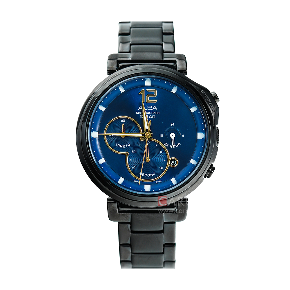 Jam Tangan ALBA Signa AT3E21X1 Men Blue Dial Black Stainless Steel Strap Limited Edition
