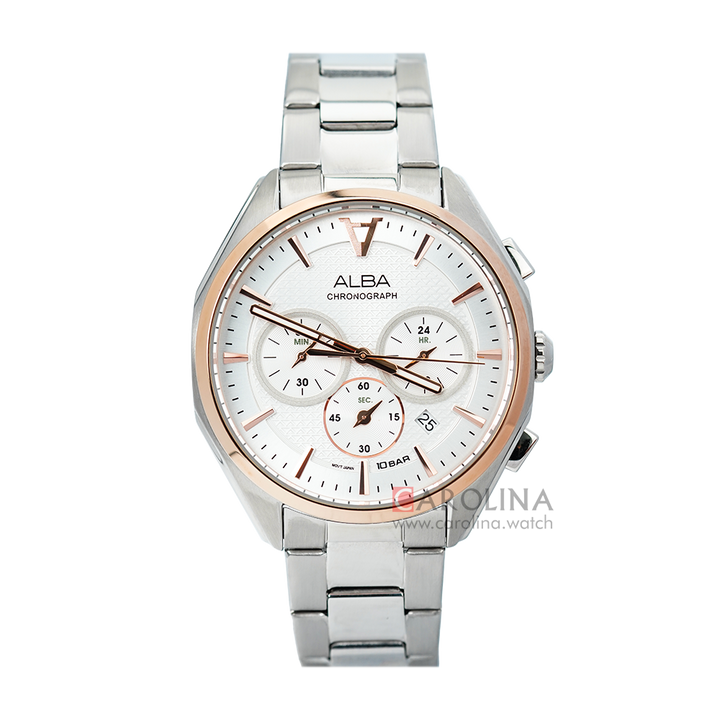 Jam Tangan ALBA Signa AT3G80X1 Men Silver Patterned Dial Stainless Steel Strap