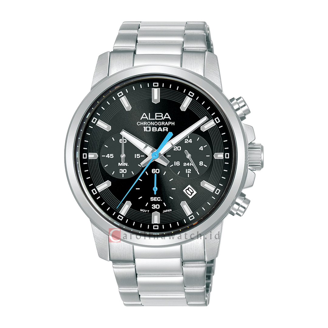 Jam Tangan ALBA Active AT3J57X1 Men Black Dial Stainless Steel Strap