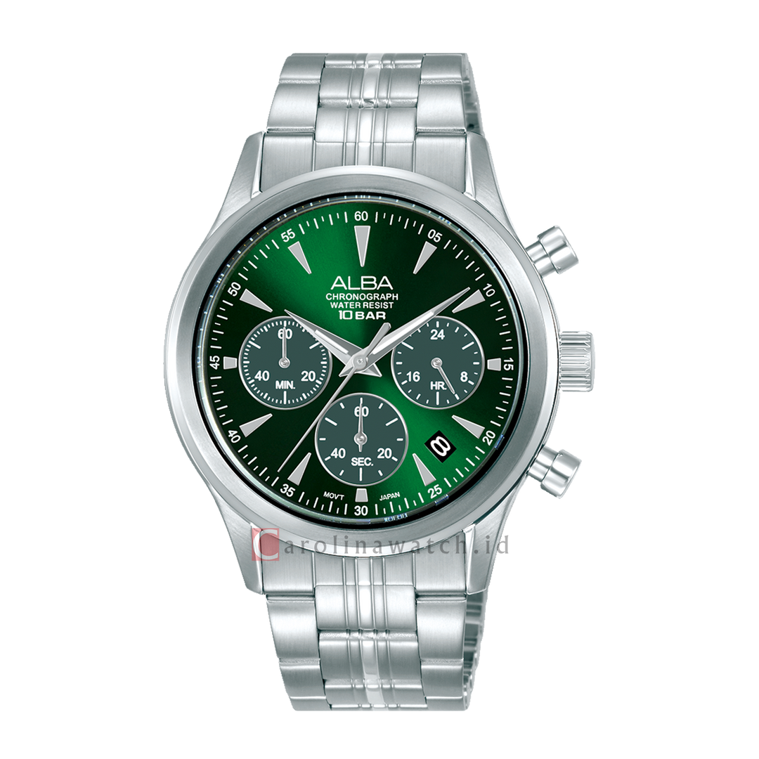 Jam Tangan Alba Prestige AT3K49X1 Men Green Dial Stainless Steel Strap