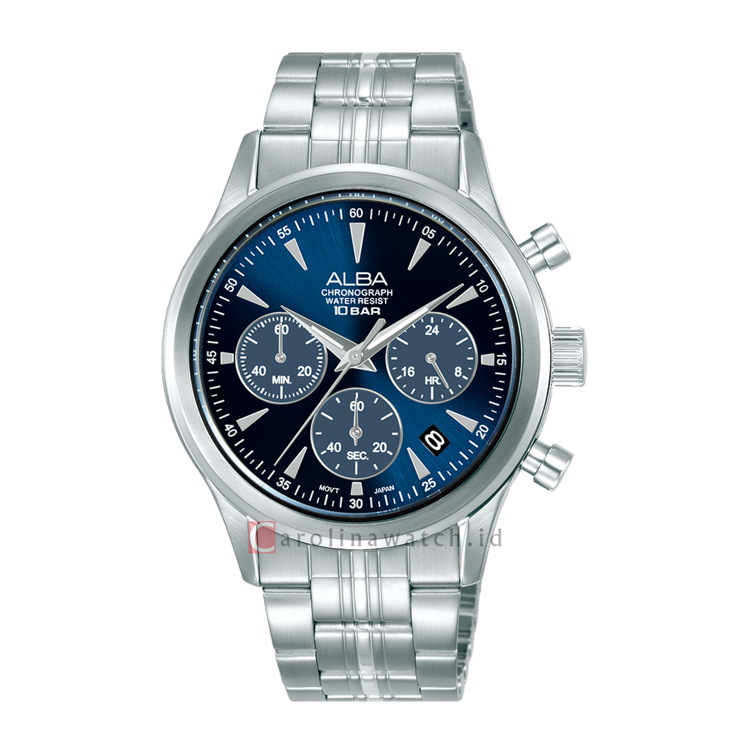 Jam Tangan Alba Prestige AT3K51X1 Men Blue Dial Stainless Steel Strap