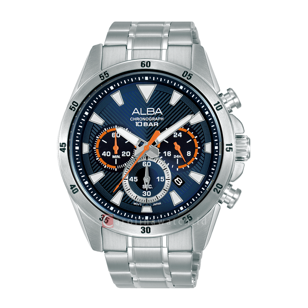Jam Tangan Alba Active AT3K61X1 Men Blue Dial Stainless Steel Strap