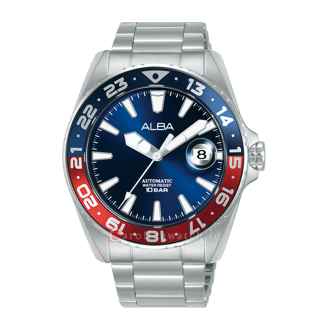 Jam Tangan ALBA Mechanical AU4067X1 Men Blue Dial Stainless Steel Strap