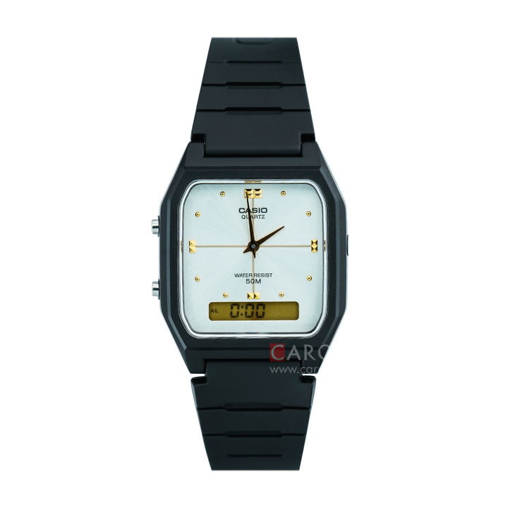 Jam Tangan Casio General AW-48HE-7A Unisex Digital Analog Dial Black Resin Band