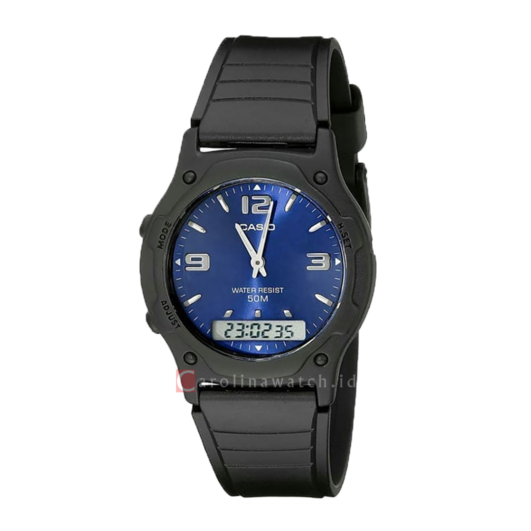 Jam Tangan Casio General AW-49HE-2A Unisex Digital Analog Dial Black Resin Strap
