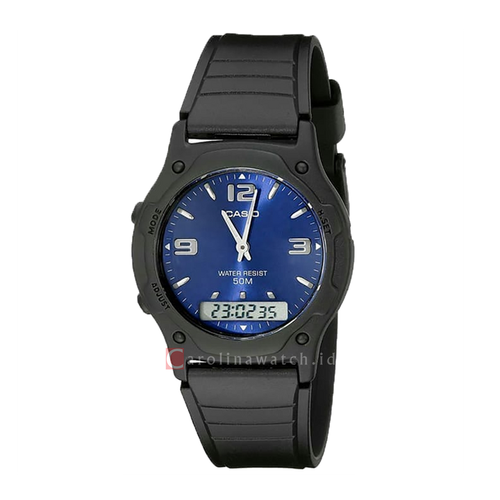 Jam Tangan Casio General AW-49HE-2A Unisex Digital Analog Dial Black Resin Strap