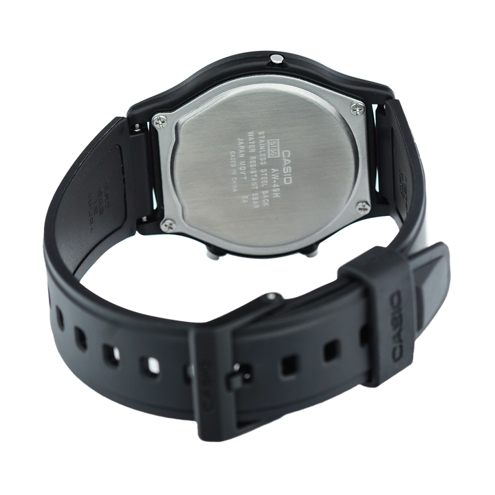 Jam Tangan Casio General AW-49HE-7A Unisex Digital Analog Dial Black Resin Band