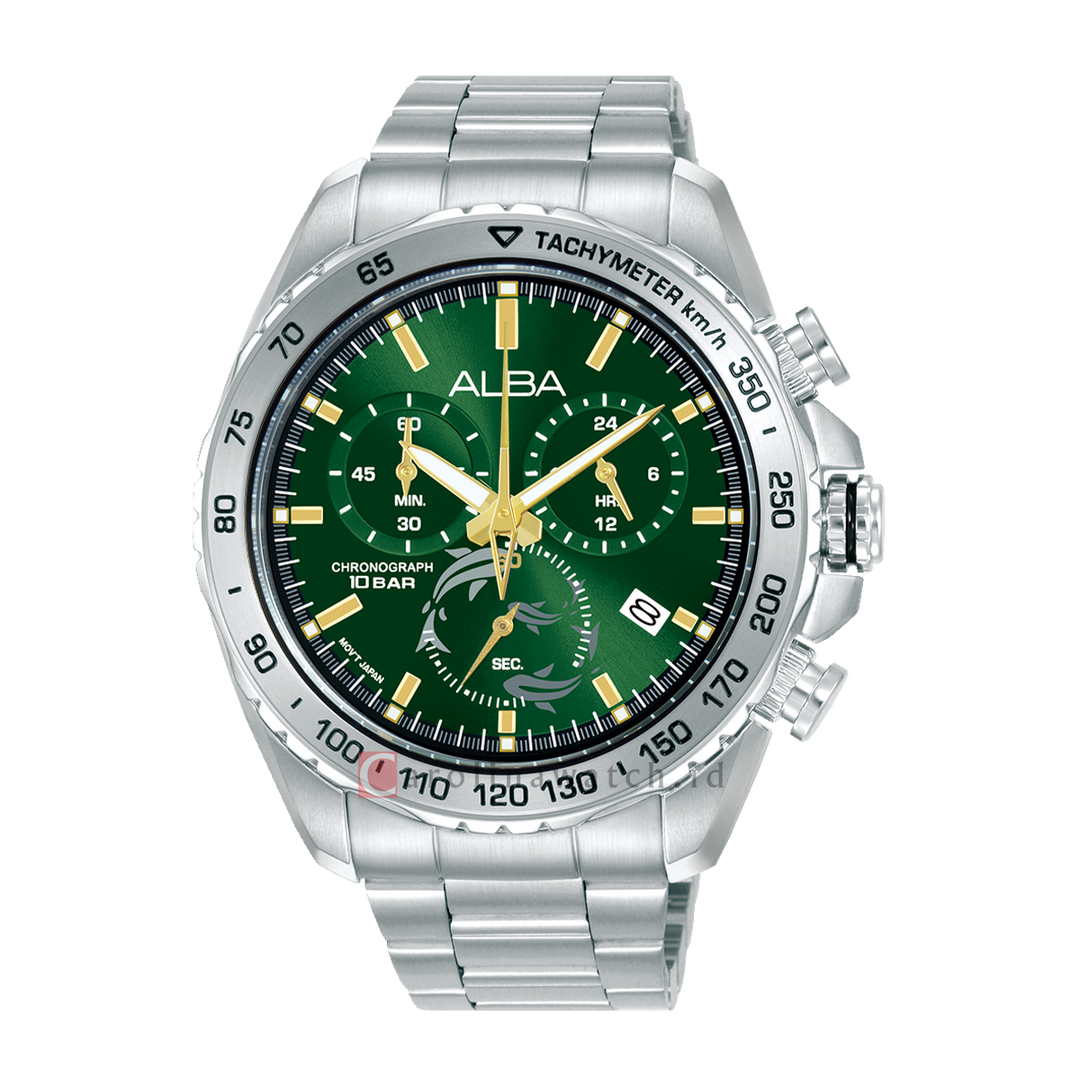 Jam Tangan Alba Signa AX7013X1 Men Green Dial Stainless Steel Strap