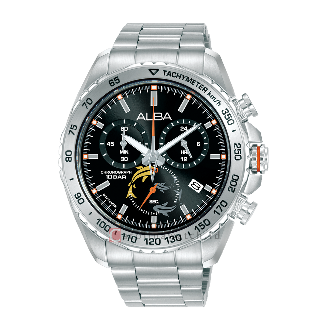 Jam Tangan Alba Signa AX7017X1 Men Black Dial Stainless Steel Strap