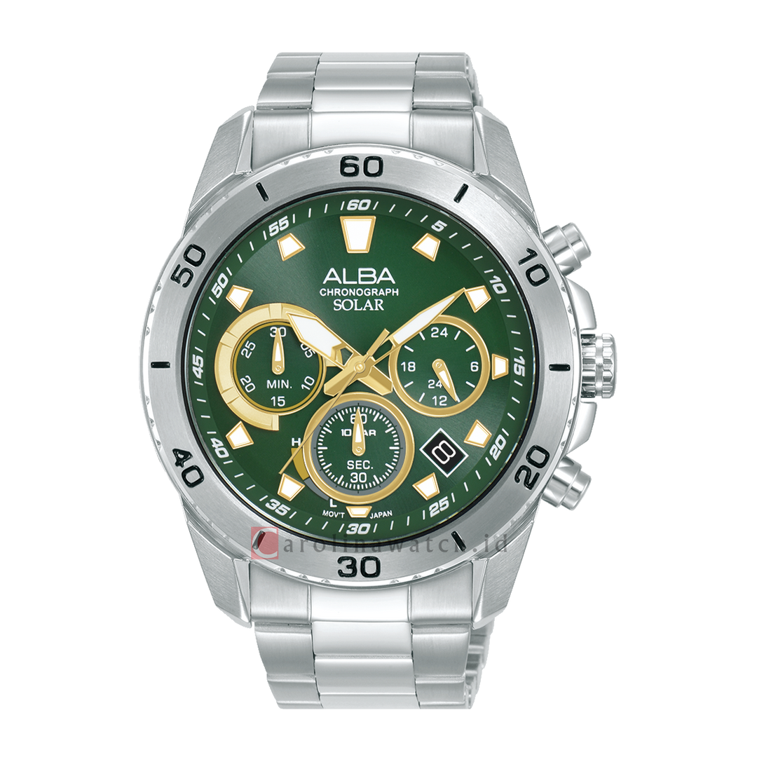 Jam Tangan Alba Active AZ5011X1 Men Green Dial Stainless Steel Strap