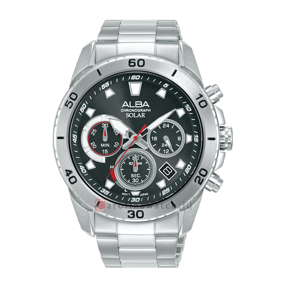 Jam Tangan Alba Active AZ5015X1 Men Black Dial Stainless Steel Strap