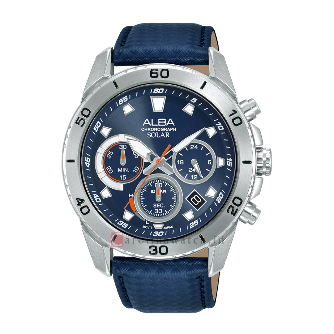 Jam Tangan Alba Active AZ5017X1 Men Blue Dial Blue Leather Strap