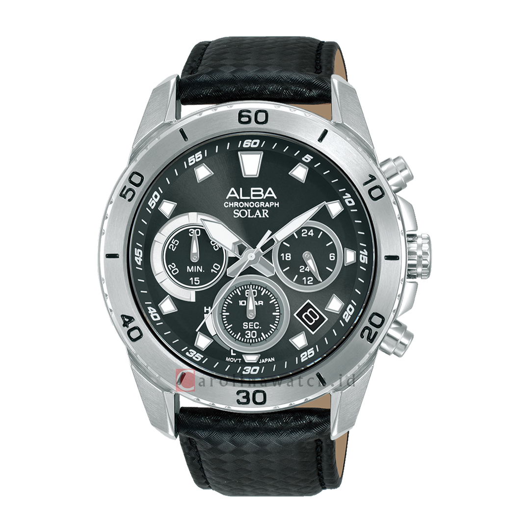 Jam Tangan Alba Active AZ5019X1 Men Black Dial Black Leather Strap