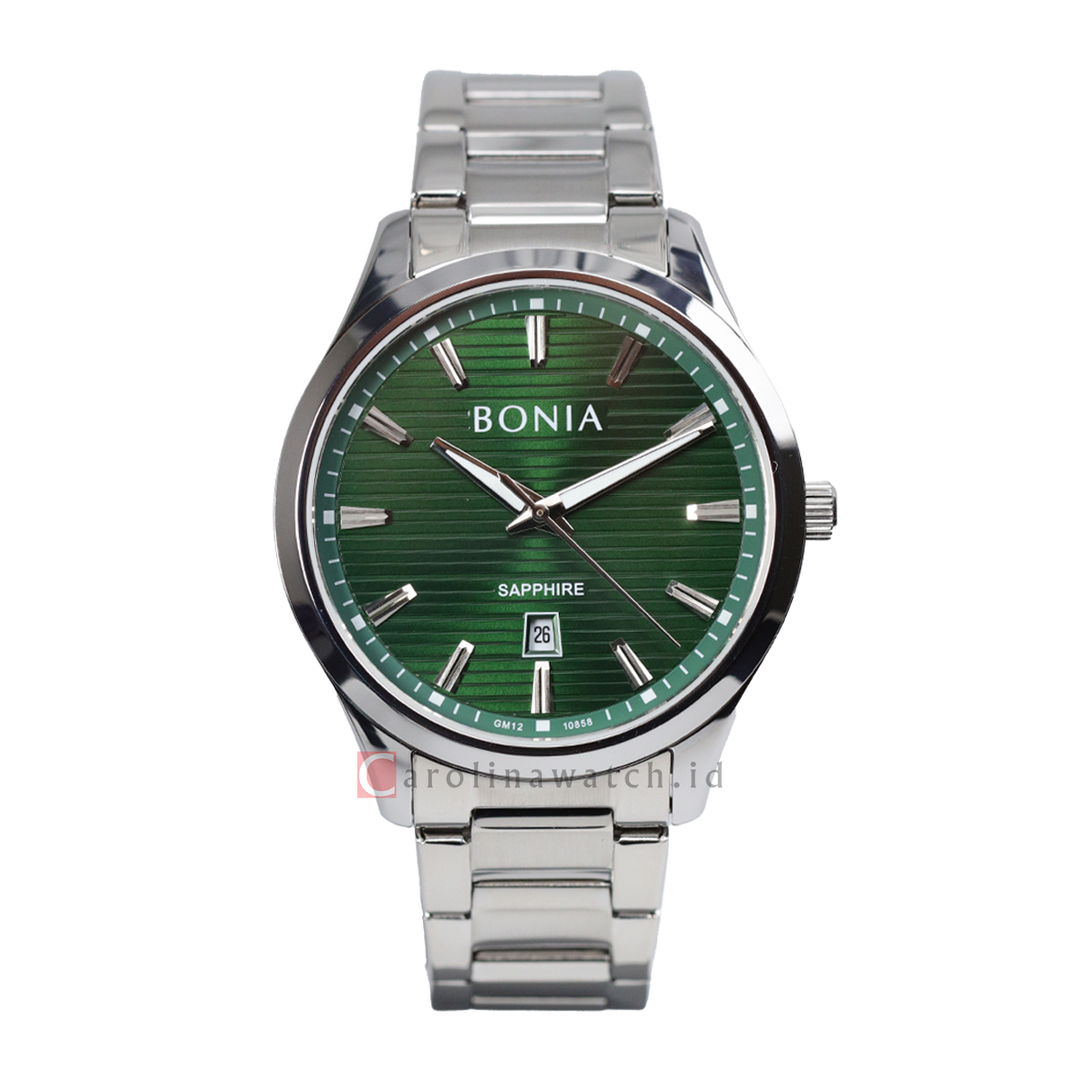 Jam Tangan BONIA B10858-1392 Men Green Dial Stainless Steel Strap