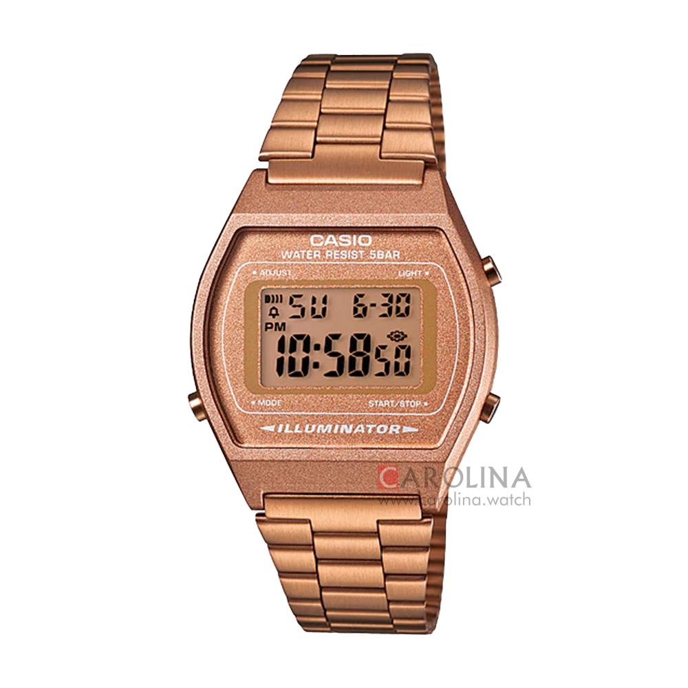 Jam Tangan Casio General B640WC-5A Unisex Digital Dial Gold Stainless Steel Band